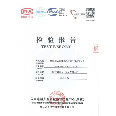SMRM6-12(F)/125-31.5全絕緣全密封金屬封閉環(huán)網(wǎng)開關(guān)設(shè)備檢驗報告